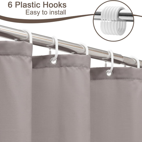 AooHome Shower Curtain Liner, Half Size 36x72 Inch, Solid with Hooks, Waterproof, Weighted Hem, Chocolate