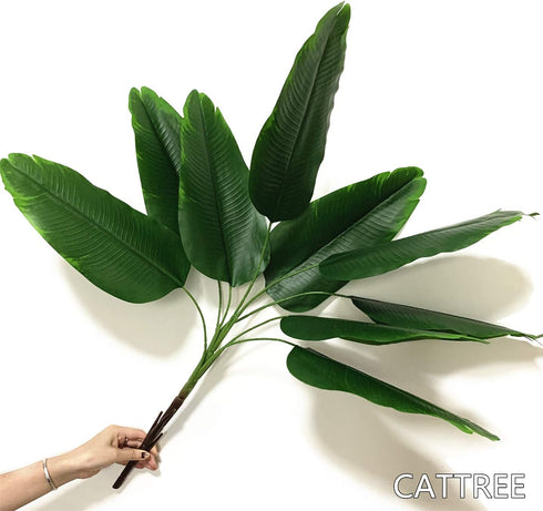 CATTREE 33 inch Tall Artificial Banana Tree, 9 Branches with Brown Leaves, UV Resistant Plastic for Indoor or Outdoor