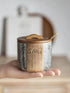 Countertop, 10 OZ Salt Cellar with Lid & Spoon, Ceramic Salt Container for Salt Bowl Holder, Gray
