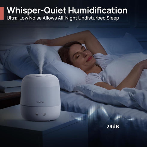 2L 360 Nozzle 7-Color 24dB Clarston Humidifiers for Bedroom, Top Fill with for Large Room, Night Light, Quiet Cool Mist