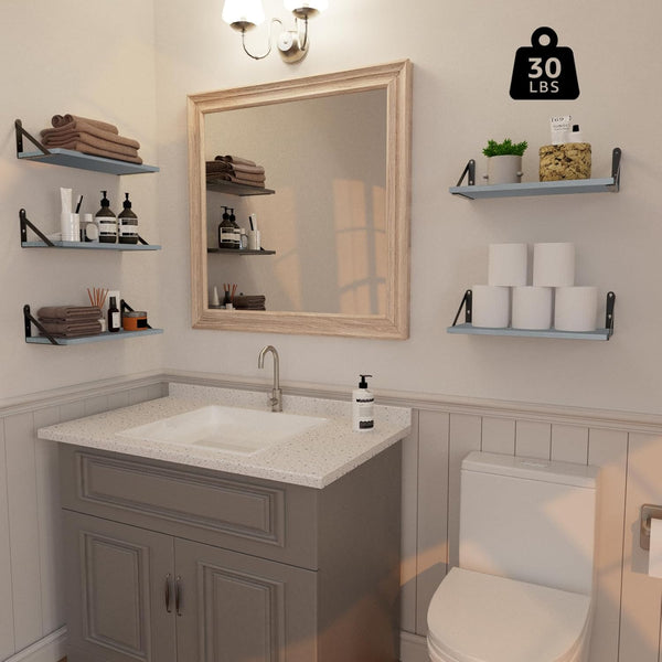 COCOYA 7.3" Set 2, Wall Shelves Deep of Solid Paulownia Wood Wider Longer Sturdy Easy to Install Wall Mounted