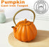 40oz Orange Pumpkin Cast Iron Teapot with Infuser - Japanese Iron Tea Kettle with Enamel Interior, Cute Halloween