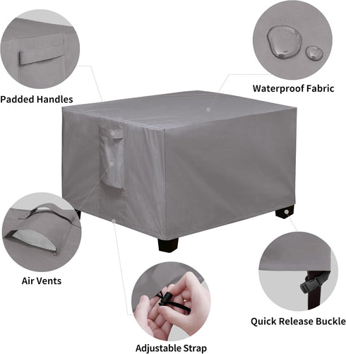 (34"x24"x17", Easy-Going Rectangle Patio Ottoman Cover, Waterproof Outdoor Ottoman Cover, Fade Resistant Patio Side