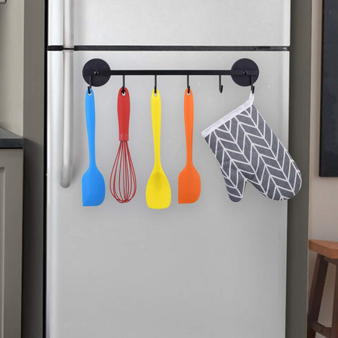 6 Hooks Magnetic Utensil Holder Rack, Organizer for Refrigerator, Metal Cabinet, Metal Stove, Grill, BBQ