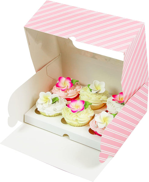 6 10 7 4 Inches, 10 Count Global Sugar Art Deep Sturdy Cupcake Box with Insert, Holds Cupcakes or Muffins, Cookie Box