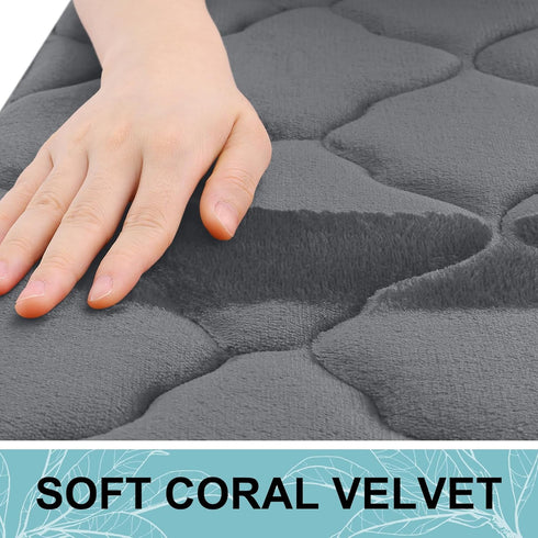 OLANLY Memory Foam Toilet Rugs U-Shaped 24x20, Ultra Soft Non-Slip Thick Bathroom Mat in Dark Grey