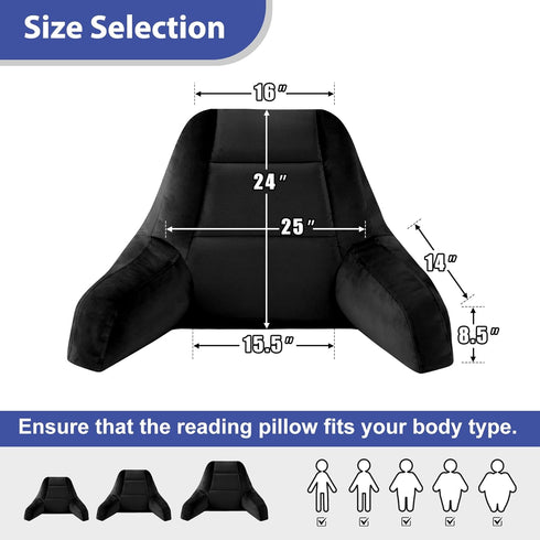 24in, IASEAHK Reading Pillows for Sitting in Bed Adult, Back Pillow for Bed Sitting Up, Backrest Pillows with Shredded