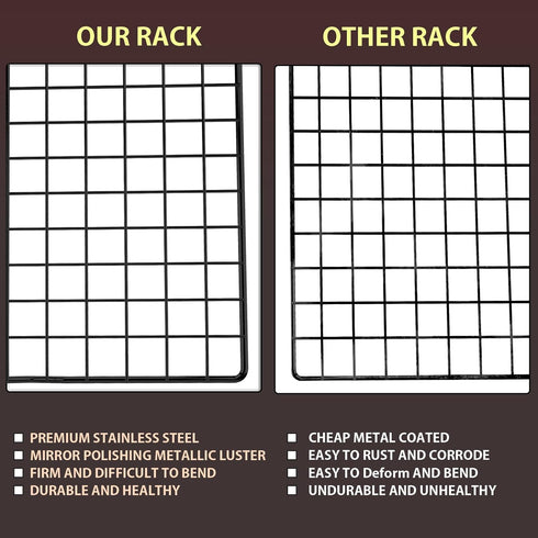 Briout Cooling Rack for Baking, 2-Pack 16x10 Inches Thick Wire Cookie Rack for Cooking, Roasting, Grilling, Oven Safe
