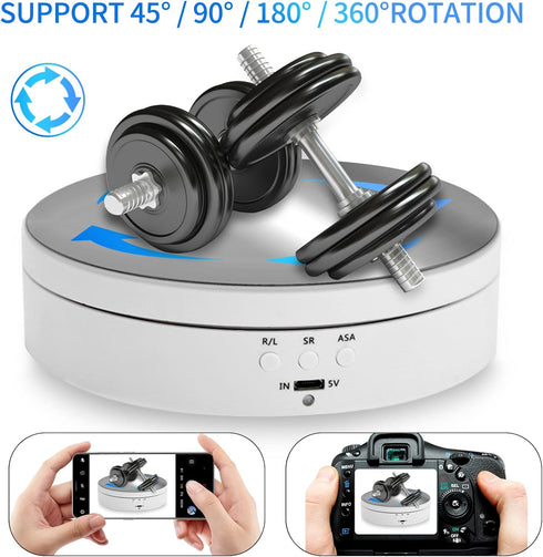 Foleto 360 Degree Motorized Rotating Display Stand, 5.4 Inch Turntable for Photography Products, USB Power Cable