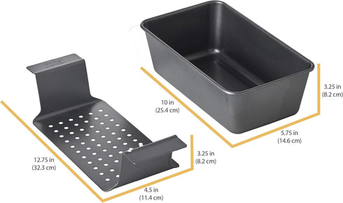 Chicago Metallic 2-Piece Healthy Meatloaf Pan, Professional Grade Non-Stick Carbon Steel, 12.2 inch