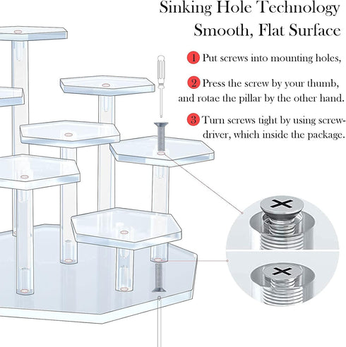 7-Tier. Acrylic Display Stand for Figures, Collectibles, Toys and Dolls, Jewelry, Action Figures Collection Organizer