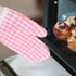 DOITOOL Kids Oven Mitts - 2Pcs Red Checkered Heat Resistant Kitchen Mitts for Children Play Kitchen Baking