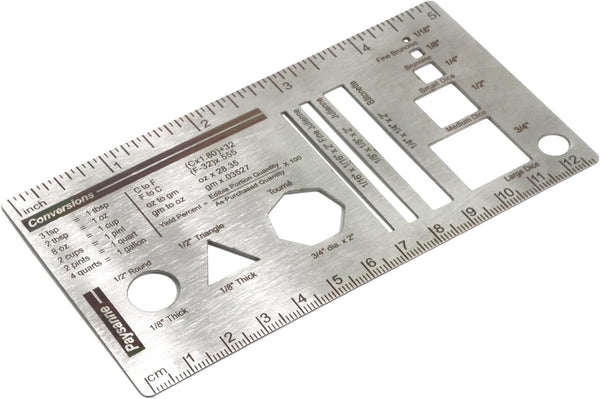 Culinary Ruler Stainless Steel Mini Cutting Reference Template, Essential Kitchen Tool for Cooking Measurement