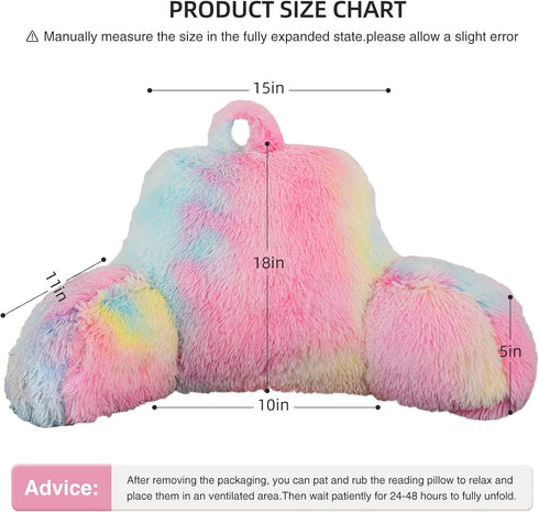 Aimuan Reading Pillow Bed Rest Pillow with Arms Rabbit Fur Cushion for Adults Teens Incline Rest Sitting up & Sleeping