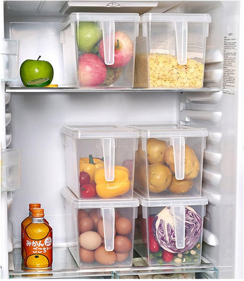 MineDecor Plastic Storage Containers, Square Food Storage Organizer with Lids for Fruits, Vegetables, Meat, Eggs (Set