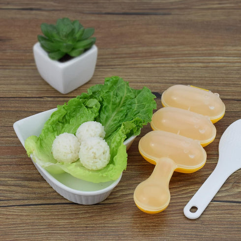 Rice Ball Mold and Shaker - DIY Lunch Maker Mould Food Decor for Kids with Mini Rice Scoop (Yellow)