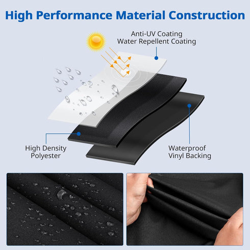 26W 26D 18H, SunPatio Outdoor Ottoman Cover, Waterproof Square Coffee Table Cover, Patio Furniture Side Table Cover