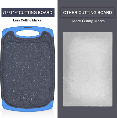 Large-Small Cutting Board Set of 3 - Dishwasher Safe, Juice Groove, Easy Grip Handle, Non-Slip Rubber