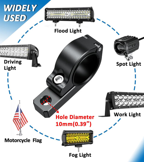 2 PCS Light Bar Mounts, Aluminium Alloy Roll Bar Clamp, Sturdy Mounting Bracket for 0.875"/1"/1.125"/1.26"/1.375"