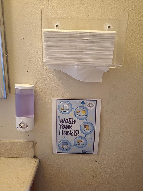 Wall Mount Paper Towel Dispenser,No Drilling Acrylic Bathroom Paper Towel Holder,Clear Napkin Holder