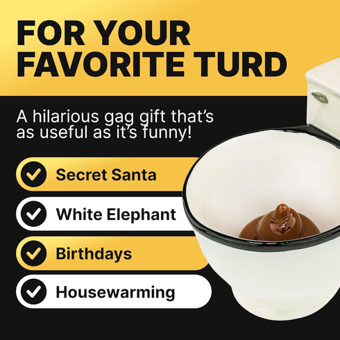 Fairly Odd Novelties Ceramic Toilet Coffee Mug - Now With Hidden Poop, 11-Ounces, White