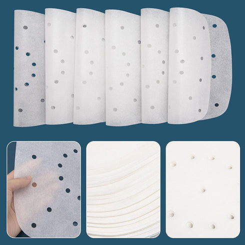 200pcs Disposable Air Fryer Parchment Paper Liners, 8.5 inch Premium Perforated for Easy Cleanup