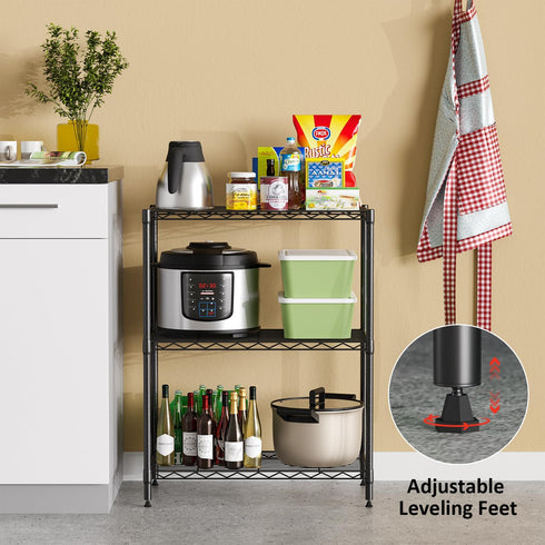 FDW 3-Shelf Adjustable Storage Shelves - Wire Shelving Unit Metal Shelves Storage Shelf, 13" D x 23" W x 30" H