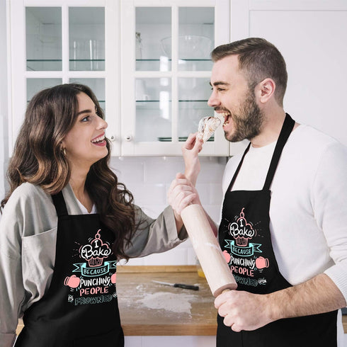 Funny Baking Aprons for Women Men, Cute Kitchen Cooking Aprons with 2 Pockets - Birthday Housewarming Gifts
