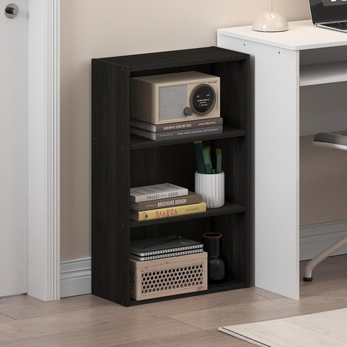 3-Tier 7 17 26, Furinno Basic Book Shelf, Bookshelf, Cube Storage Organizer Bookcase with Open Shelf, x x for Living
