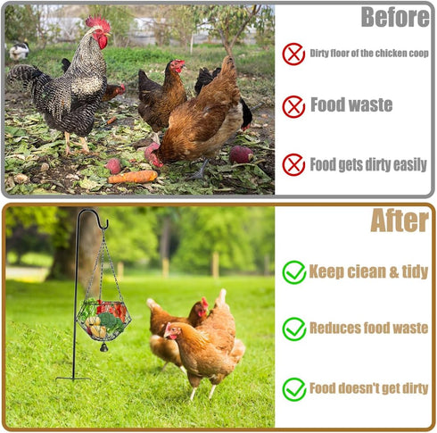 WaiLaDi Hanging Chicken Feeder,Chicken Toys for Coop, Foldable Poultry Vegetable Fruits Feeder Basket with Shepherd's