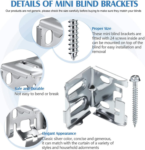 Jetec 6 Pieces Mini Blind Brackets for Window Blinds, with Screws