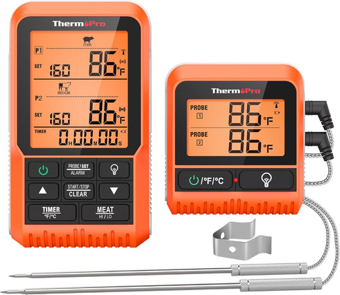 ThermoPro TP826 500FT Wireless Meat Thermometer, Dual Meat Probe Cooking Thermometer for BBQ, Smoker, Oven