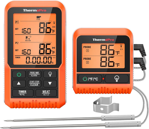 ThermoPro TP826 500FT Wireless Meat Thermometer, Dual Meat Probe Cooking Thermometer for BBQ, Smoker, Oven