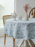 Pastoral Round Tablecloth - 60 Inch Dia. - Linen Fabric, Washable Dust-Proof Wrinkle Resistant Table Cover, Floral