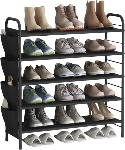 SUOERNUO Shoe Rack Storage Organizer 5 Tier Free Standing Metal Shoe Shelf