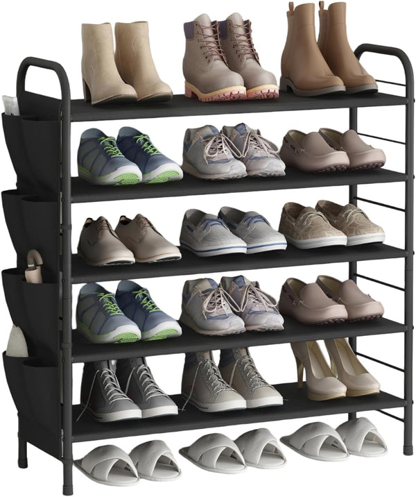 SUOERNUO Shoe Rack Storage Organizer 5 Tier Free Standing Metal Shoe Shelf