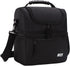 MIER 2 Compartment Lunch Bag, Leakproof Insulated Cooler Bag for Work, Black, for Men and Women