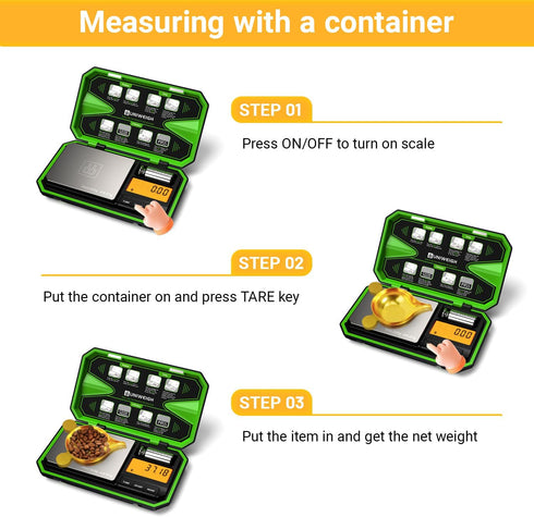 Digital Pocket Scale, 200g/0.01g Jewelry Scale with 50g Cal Weights for Powder and Coins (Battery Included)