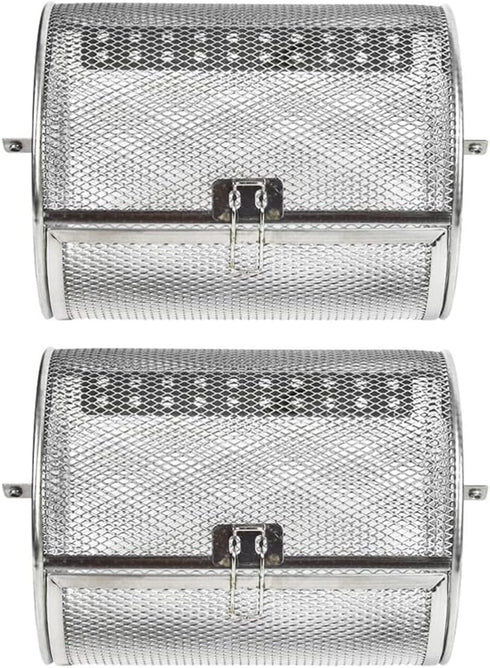 Hemoton 2pcs Stainless Steel Rotary Grill Oven Baking Cage, BBQ Grilled Cage for Air Fryer Toaster Oven