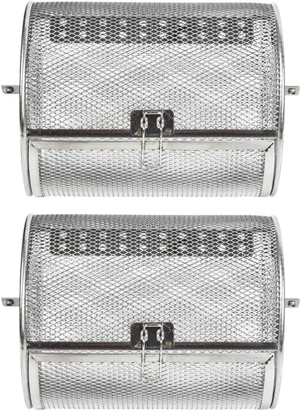 Hemoton 2pcs Stainless Steel Rotary Grill Oven Baking Cage, BBQ Grilled Cage for Air Fryer Toaster Oven