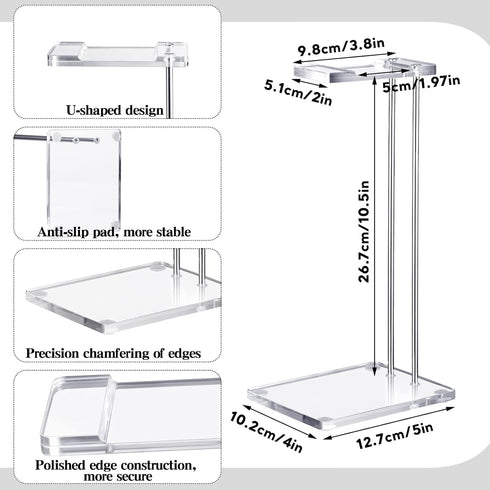 Acrylic Headphone Stand Headset Holder for Desk, Clear Acrylic Gaming Headset Stand Universal Headphone Holder for Desktop Display Office Accessories, with Metal Hardware(Rectangle)