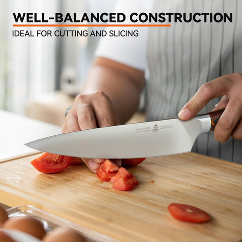 TUO 8 Inch Chef Knife - Sharp Kitchen Knife with Pakkawood Handle, High Carbon Steel, Gift Box