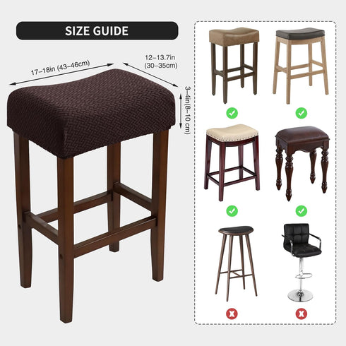 Set 2 Protector(Set 2,Waterproof-Coffee Waterproof Backless Bar Stool Covers of Rectangle Knitted Diagonal Stripes
