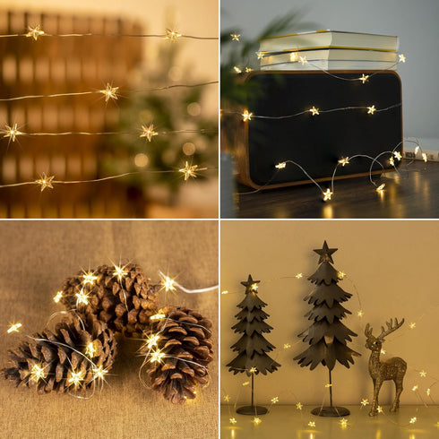 6 Packs 6.6ft 20 LEDs Star Fairy Lights Battery Operated,Mini Star String Lights,Waterproof Twinkle Starry Light
