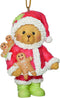 Roman 133476 Santa Suit Teddie Ornament, Cherished 3.25 inch, Multicolor
