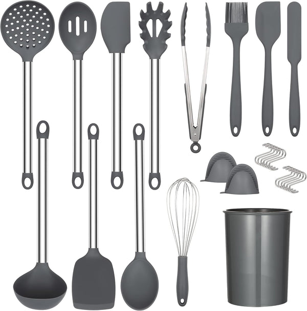 Kitchen Utensils Set, 27 Pcs Non-Stick Silicone Cooking Utensils Set, Kitchen Appliances Utensil Collection