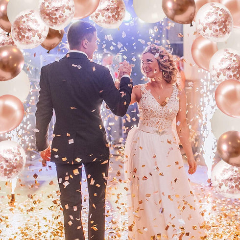 Rose Gold Confetti Balloons, 50pcs 12 Inch Metallic Latex Balloons for Birthday Party Wedding Decorations