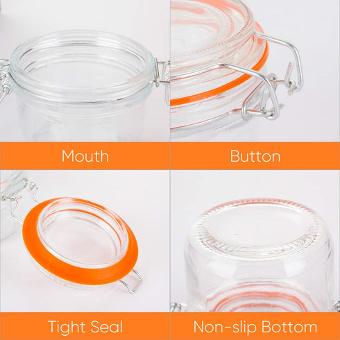 Encheng Glass Jars With Airtight Lids, 6 oz Mason Jars, Storage Jar With Hinged Lid for Home and Kitchen, 12 Pack