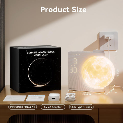 Light,10 Effects,30/60/90 Timer,10 Sounds,15 Ringtones,12 Snooze Sunrise Alarm Clocks for Heavy Sleepers,Night Lamp