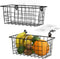 MaraFansie 2 Pack Hanging Kitchen Baskets, Wire Storage Basket Over the Cabinet Door Organizer with Adhesive Strips
